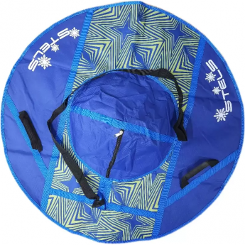 Санки надувные (тюбинг) STELS 110 см ткань с рисунком без камеры СН030, синий/синий+зеленые абстракции