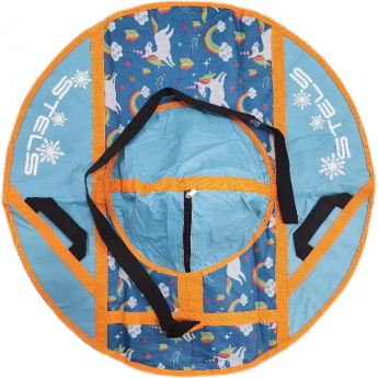 Санки надувные (тюбинг) STELS 90 см, ткань с рисунком без камеры СН030, синий/голубой+единороги