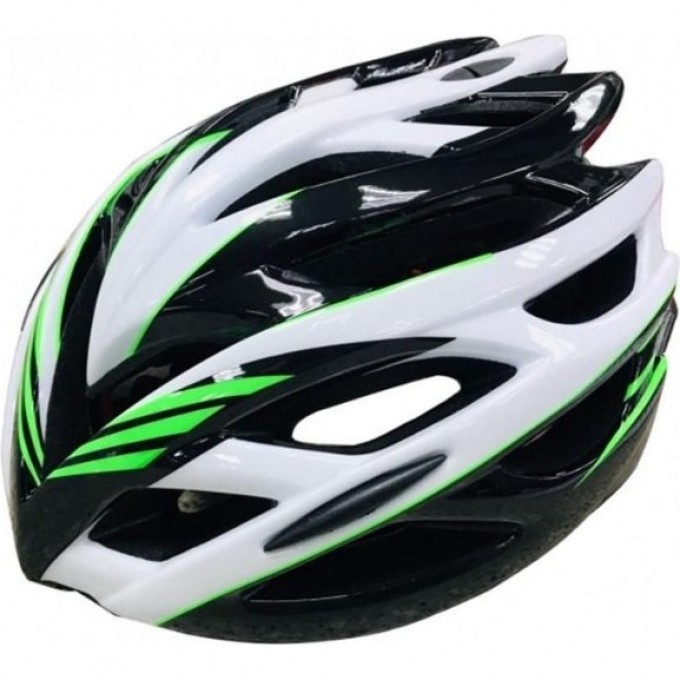 Шлем STELS FSD-HL008 (in-mold). Размер L (54-61 см) зелёно-чёрно-белый 600314