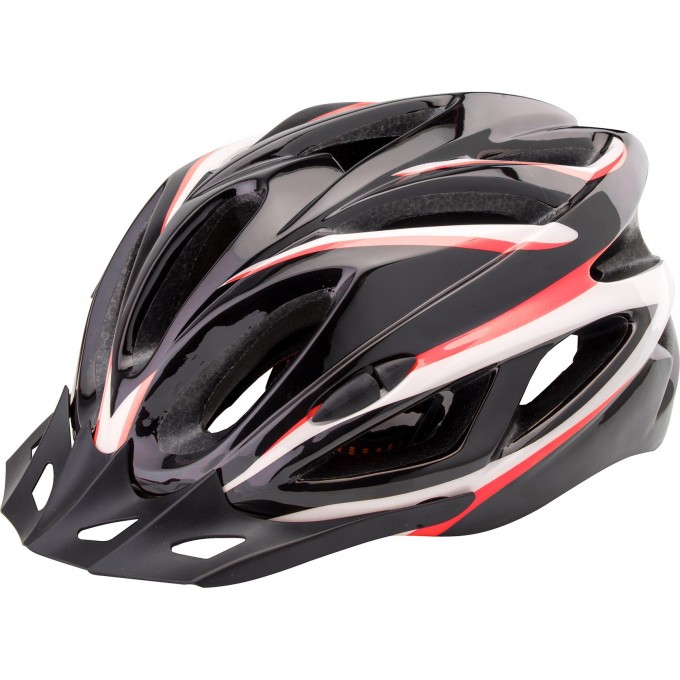 Шлем STELS FSD-HL022 (in-mold). Размер L (58-60 см) чёрный с красными полосами. 600130