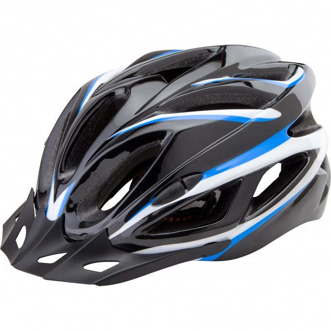 Шлем STELS FSD-HL022 (in-mold). Размер L (58-60 см) чёрный с синими полосами. 600129