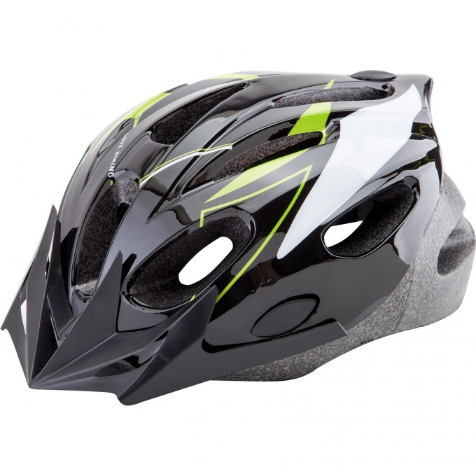 Шлем защитный (подростковый) STELS MB11 (out mold) с козырьком черно-бело-зеленый L 600138
