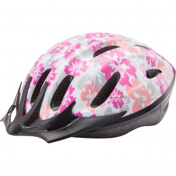 Шлем защитный STELS BS бело-розовый-цветы L