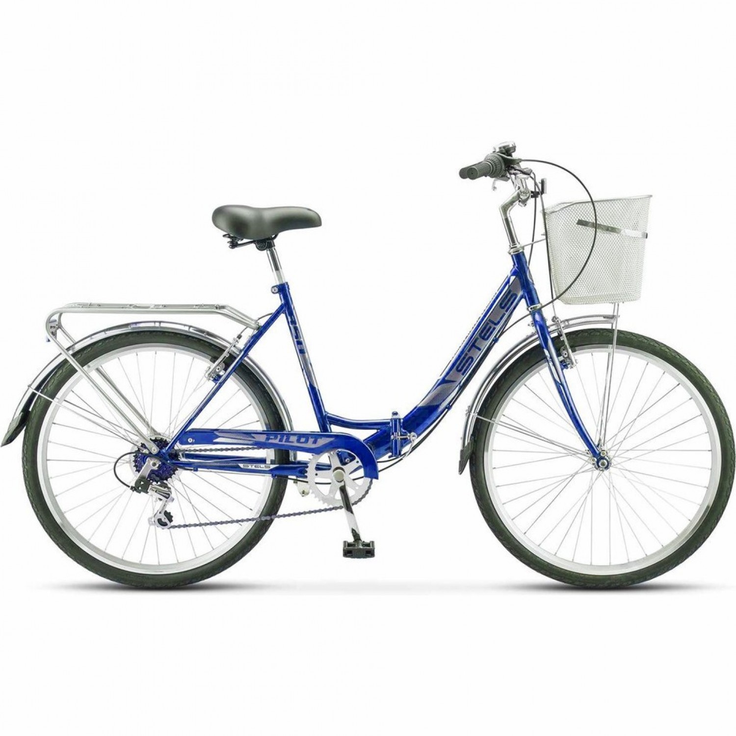 Велосипед STELS 26" Pilot 850 (с корзиной) (LU093354) темно-синий, 2023 ...