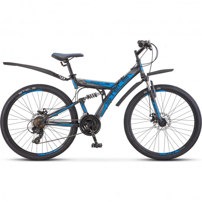 Велосипед STELS Focus 26" MD 21 sp V010 чёрный/синий (LU088523), рама 18" KUBC0067712021KU0006477