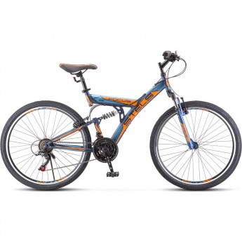 Велосипед STELS Focus 26" V 18 sp V030 темно-синий/оранжевый (LU086305), рама 18", 2023