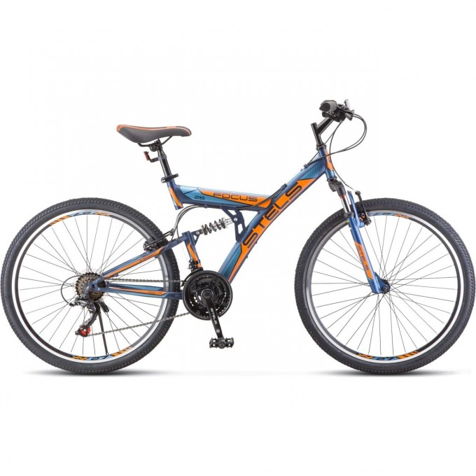 Велосипед STELS Focus 26" V 18 sp V030 темно-синий/оранжевый (LU086305), рама 18", 2023 KUBC0067682021KU0007363