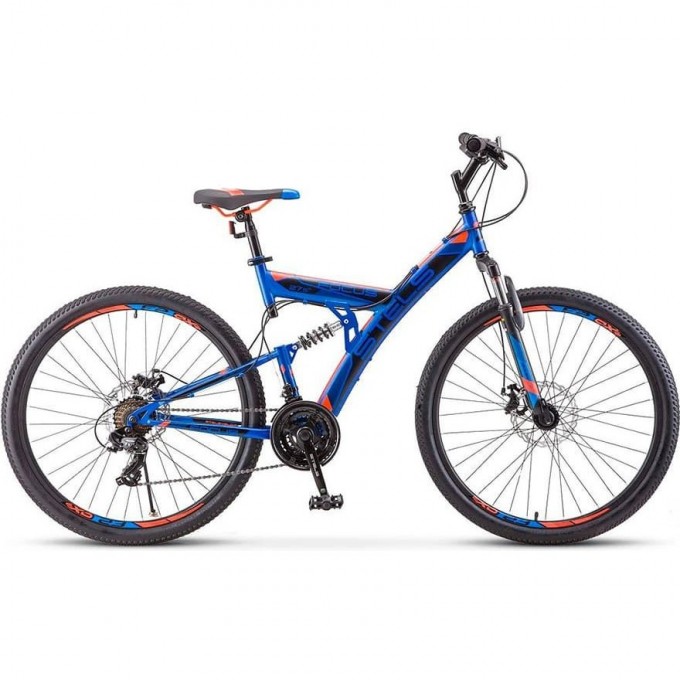 Велосипед STELS Focus 27,5" MD 21 sp V010 синий/неоновый-красный (LU089832), рама 19", 2023 KUBC0068052021KU0003058