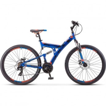 Велосипед STELS Focus 27,5" MD 21 sp V010 синий/неоновый-красный (LU089832), рама 19", 2023