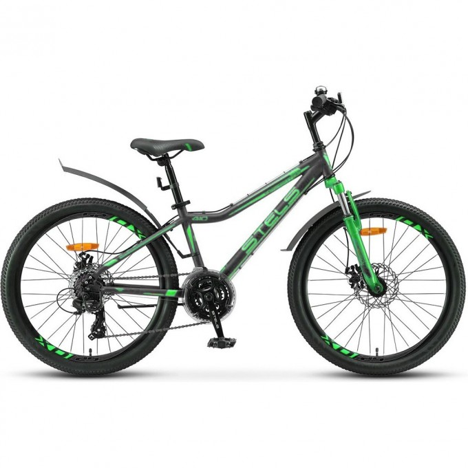 Велосипед STELS Navigator 24" 410 MD V010 черный/зеленый (LU091556), рама 12" KUBC0067982021KU0010947