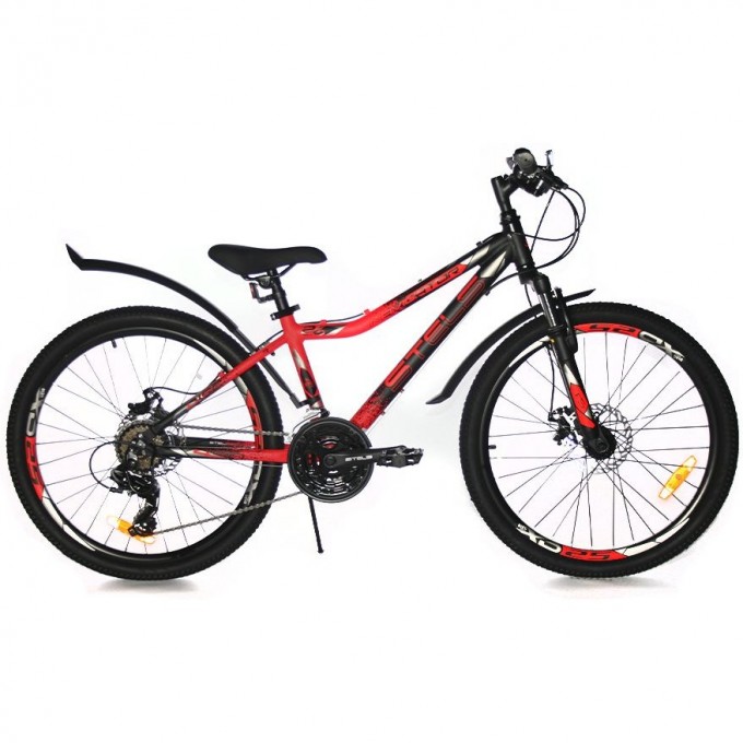 Велосипед STELS Navigator 24" 450 MD V030 черный неоновый/красный (LU093466), рама 13" JU000414992022JU0001002