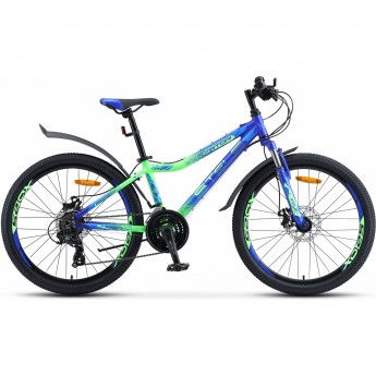 Велосипед STELS Navigator 24" 450 MD V030 синий/неоновый-зеленый (LU093466), рама 13", 2023