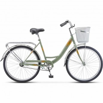 Велосипед STELS Navigator 26" 245 Z010 оливковый (с корзиной) (LU093460) рама 19", 2023