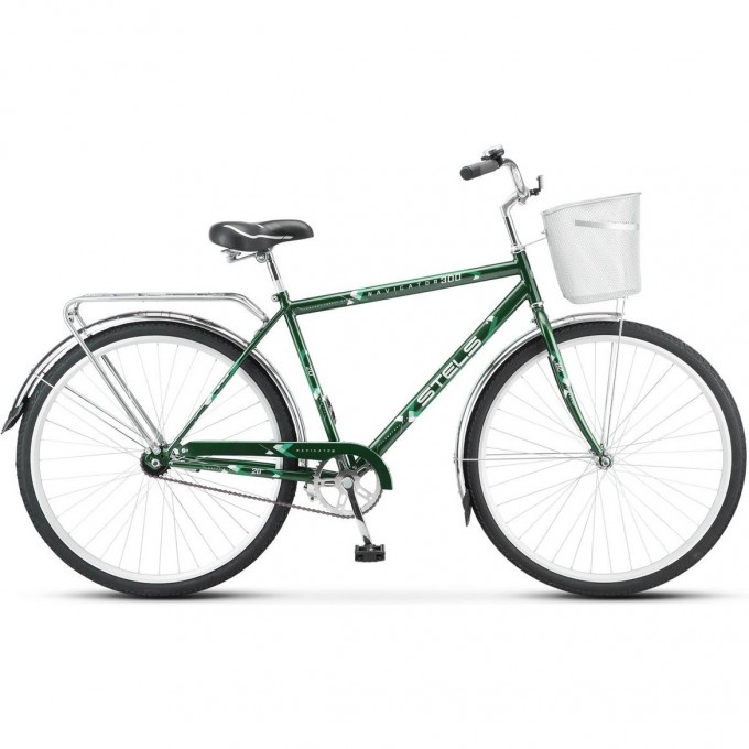 Велосипед STELS Navigator 28" 300 С Z010 (с корзиной) (LU101059) темно-зеленый, 2023 JU000408912022JU0006429