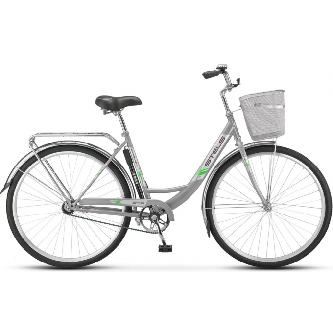 Велосипед STELS Navigator 28" 345 Z010/Z011 (с корзиной) (LU085343) серо-зеленый JU000400242022JU0010953