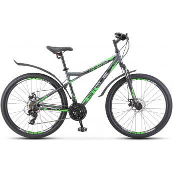 Велосипед STELS Navigator 710 MD V020 антрацитовый/зелёный/чёрный 27.5" (LU093864), рама 16"