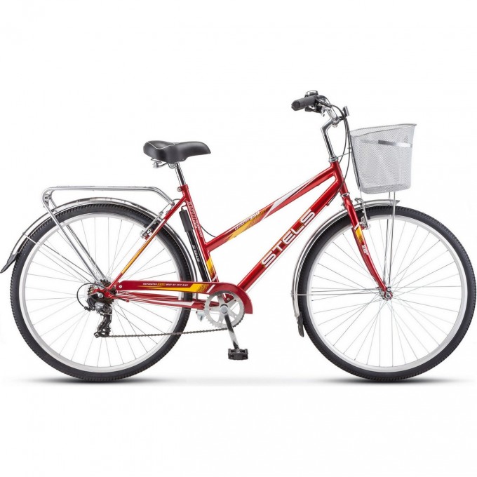 Велосипед STELS NAVIGATOR LADY 350 Z010 28" с корзиной красный 2007000211922